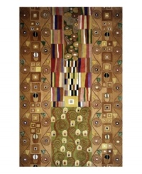 A mesmerizing montage, this rug offsets stripes of bold color against a sea of earth-toned swirls and dots. The eye-catching design places a modern twist on twentieth-century abstract art. Hand-tufted and hand-carved of plush wool. A mesmerizing montage, this rug offsets stripes of bold color against a sea of earth-toned swirls and dots. The eye-catching design places a modern twist on twentieth-century abstract art. Hand-tufted and hand-carved of plush wool.