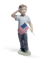 Get a little patriotic. An all-American boy honors the stars and stripes in this delicately handcrafted Saluting the Flag figurine by Lladro. Get a little patriotic. An all-American boy honors the stars and stripes in this delicately handcrafted Saluting the Flag figurine by Lladro.