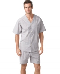 Complete your comfortable bedroom look with this shirt and shorts set from Club Room.