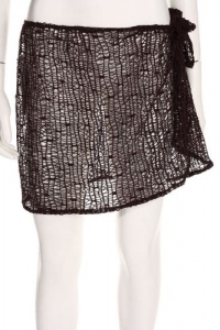 J Valdi Brown Side Tie Mesh Cover-up Wrap Skirt, Large / X-Large J Valdi Brown Side Tie Mesh Cover-up Wrap Skirt, Large / X-Large
