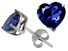 Original Star K(tm) 7mm Created Heart Sapphire Earring Studs LIFETIME WARRANTY