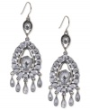 Eclectic elegance. Lucky Brand's chandelier earrings are crafted from silver-tone mixed metal with simulated quartz accents for a glamorous touch. Approximate drop: 2-3/4 inches.