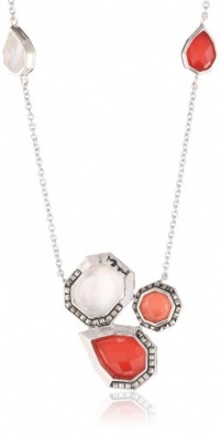 Judith Jack True Colors Sterling Silver Marcasite and Coral Linear Drop Pendant Necklace, 18 Judith Jack True Colors Sterling Silver Marcasite and Coral Linear Drop Pendant Necklace, 18