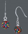 Turn on the brights. Dazzle with color in these multifaceted drop earrings from Unwritten. Each sterling silver ball is donned with pave-set crystals to refract light in a myriad of colors. Approximate drop: 9/10 inch.