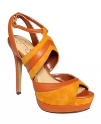Suede and leather, a most perfect pair. With overlapping colorblocked straps, Jessica Simpson's Emen platform sandals come in several vivid colorways. You're sure to find one you love. Suede and leather, a most perfect pair. With overlapping colorblocked straps, Jessica Simpson's Emen platform sandals come in several vivid colorways. You're sure to find one you love.