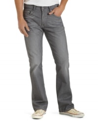 Take a break from the blues with these gray boot-cut jeans from Levi's. Take a break from the blues with these gray boot-cut jeans from Levi's.