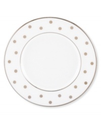 Pave your table in polka dots for fine dining without the formality. From kate spade new york dinnerware, the Larabee Road saucer features luxe bone china with platinum accents that combine easy elegance and irresistible whimsy. Pave your table in polka dots for fine dining without the formality. From kate spade new york dinnerware, the Larabee Road saucer features luxe bone china with platinum accents that combine easy elegance and irresistible whimsy.