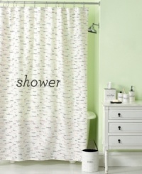 An adorable typeface presents repeating synonyms in sweet pastels upon this pure cotton shower curtain, offering a smart and simple update for any bathroom. An adorable typeface presents repeating synonyms in sweet pastels upon this pure cotton shower curtain, offering a smart and simple update for any bathroom.