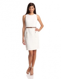 Anne Klein Women's A Line Belted Solid Dress Anne Klein Women's A Line Belted Solid Dress
