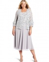 Jessica Howard Women's Plus-Size 2 Piece Flutter Sleeve Jacket Dress