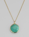 From the Lollipop Collection. An exquisite, faceted turquoise in a setting of 18k yellow gold on a graceful gold chain. Turquoise 18k yellow gold Length adjusts from about 16 to 18 Pendant diameter, about ¾ Spring ring clasp Imported