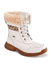 Battle the elements in these stylish waterproof leather boots with shearling cuffs.