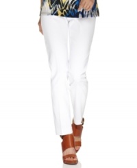 Style&co.'s cropped pants feature a streamlined silhouette and extra tummy control to ensure a smooth look! Style&co.'s cropped pants feature a streamlined silhouette and extra tummy control to ensure a smooth look!