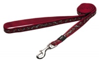 Rogz Fancy Dress Medium 5/8-Inch Scooter 6-ft Long Fixed Dog Lead, Bones on Red Design Rogz Fancy Dress Medium 5/8-Inch Scooter 6-ft Long Fixed Dog Lead, Bones on Red Design