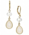 Polish your look with a pop of fresh color. Charter Club's chic drop earrings feature white plastic beads set in gold tone mixed metal. Approximate drop: 1-1/4 inches.