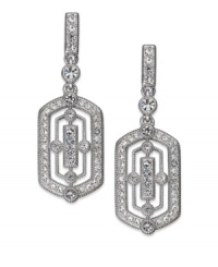Style takes shape in this pair of earrings from Eliot Danori. Crafted from rhodium-plated brass, the earrings dazzle with crystal accents. Approximate drop: 1-1/2 inches.
