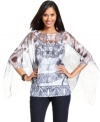 Airy and light, make a heavenly impression with Style&co.'s chiffon printed poncho. The accompanying camisole coordinates for a well-matched look.