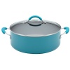 KitchenAid Aluminum Nonstick 7-1/2-Quart Covered Wide Stockpot, Peacock