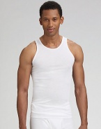 EXCLUSIVELY OURS. Classic style in ribbed supima cotton. Three tank tops per pack Machine wash Imported