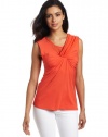 Vince Camuto Women's Mixed Media Pleated Shoulder Top