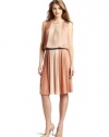 BCBGMAXAZRIA Women's Sofi Color Block Pleated Dress, Apricot Mist Combo, 4