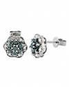 Effy Jewlery 14K White Gold Blue and White Diamond Earrings, .79 TCW