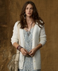 Denim & Supply Ralph Lauren's cozy cardigan is the perfect layer for any occasion with its warm, open-knit design and subtle sequins for a touch of effortless glamour. Denim & Supply Ralph Lauren's cozy cardigan is the perfect layer for any occasion with its warm, open-knit design and subtle sequins for a touch of effortless glamour.
