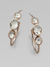 A beautiful design of clear, faceted quartz set in 18k gold and sterling silver with a warm 18k rose goldplating. Clear quartz18k gold and sterling silver with 18k rose goldplating Length, about 1½Post backImported 