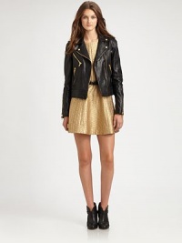 Wear this street-ready Italian leather essential as a jacket or a vest. Notched collarDetachable long sleeves with zippered cuffsAsymmetrical zip frontZip front pocketsLong sleevesWide hem with laced side tiesFully linedAbout 20 from shoulder to hemLamb leatherDry cleanImported of Italian fabricSIZE & FIT Model shown is 5'10 (178cm) wearing a US size 4. Wear this street-ready Italian leather essential as a jacket or a vest. Notched collarDetachable long sleeves with zippered cuffsAsymmetrical zip frontZip front pocketsLong sleevesWide hem with laced side tiesFully linedAbout 20 from shoulder to hemLamb leatherDry cleanImported of Italian fabricSIZE & FIT Model shown is 5'10 (178cm) wearing a US size 4.