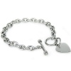 High Polished Stainless Steel Heart Chain Bracelet with Toggle Clasp