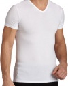 Calvin Klein Men's Micro Modal Short Sleeve V-Neck,White,Large