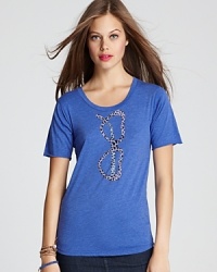 A leopard sunglasses graphic, placed as if hanging nonchalantly from the collar, makes a quirky-cool addition to this Sauce tee. A leopard sunglasses graphic, placed as if hanging nonchalantly from the collar, makes a quirky-cool addition to this Sauce tee.
