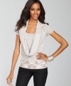 Totally seductive, INC's metallic-knit sweater get the layered look just right with a cowl neckline and an inset tank.