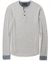 For that laid-back look, slip on the stripes of this three-button henley shirt from Lucky Brand Jeans.