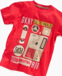 Time machine style. The throwback look of this Analog tee from DKNY gives his a retro feel. Time machine style. The throwback look of this Analog tee from DKNY gives his a retro feel.