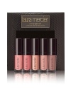 Give lips extra holiday sparkle, gloss and shine with this collection of five color-coordinated Lip Glacés.Laura Mercier's Mini Lip Glacé Collection features five Lip Glacés in Soft Nudes. The Soft Nudes Collection includes shades of pale pink, shimmering peach and dusty mauve for a subtle, more demure look. Wear solo for a soft-shimmer tint, mix together to create your own personal shade or layer with your favorite Lip Color.Includes:• Bare Pink• Sweetheart – Limited Edition• Bijoux – Limited Edition• Bare Baby – Limited Edition• Bare Blush