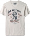 Right now, a vintage T-shirt looks like the most modern thing to wear with your jeans. Here, Lucky Brand celebrates the trend by printing the faux-old logo of Mr. Sweeney's Chop Shop on a V-neck tee.
