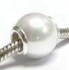 Queenberry Sterling Silver White Pearl Seashell Bead Charm for Pandora Troll Chamilia Biagi Birthstone June