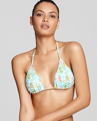A pastel regatta print adds preppy sweetness to Lilly Pulitizer's triangle bikini top. A pastel regatta print adds preppy sweetness to Lilly Pulitizer's triangle bikini top.