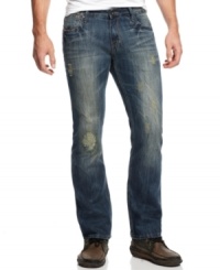 The only thing distressing about these jeans is how much cooler they are than the rest. Vintage wear makes this pair of denim your most hip casual item. The only thing distressing about these jeans is how much cooler they are than the rest. Vintage wear makes this pair of denim your most hip casual item.