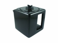 Make My Day Tea Cube Ceramic Teapot with Infuser, Black with Black Accent