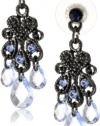 1928 Jewelry Jet Heart and Blue Chandelier Earrings