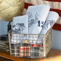 Lauren Ralph Lauren Bedding, University Chambray Stamp Print Pair of Standard Pillowcases Chambray Stamp Lauren Ralph Lauren Bedding, University Chambray Stamp Print Pair of Standard Pillowcases Chambray Stamp