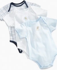 Keep your options open. This bodysuit 3-pack from First Impressions gives you choices you'll love. Keep your options open. This bodysuit 3-pack from First Impressions gives you choices you'll love.