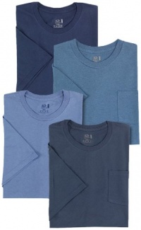 Fruit of the Loom Men's 4-Pack Pocket Crew Neck Tonal Blues T-Shirt