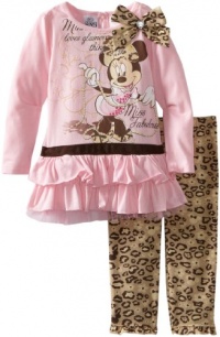 Disney Girls 2-6X 2 Piece Minnie Mouse Cheetah Print Legging Set Disney Girls 2-6X 2 Piece Minnie Mouse Cheetah Print Legging Set