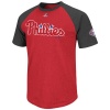 MLB Philadelphia Phillies Big Leaguer Fashion Crew Neck Ringer T-Shirt, Red Pepper Heather/Charcoal Heather