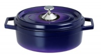 Art & Cuisine Cocotte Series Cast Aluminum Oval Roaster Pan, Purple, 3-3/4-Qt.