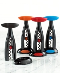 Turn it out. Simply twist its handle clockwise and Le Creuset's Activ-Ball corkscrew will remove and, thanks to a clever double-helix design, eject the cork entirely. Use the foilcutter as a stand once the wine is flowing. Turn it out. Simply twist its handle clockwise and Le Creuset's Activ-Ball corkscrew will remove and, thanks to a clever double-helix design, eject the cork entirely. Use the foilcutter as a stand once the wine is flowing.