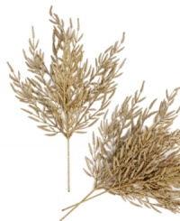 Covered with a plethora of gold glitter, this set of two Fern picks adds an extra-special twinkle to your tree this Christmas season. Covered with a plethora of gold glitter, this set of two Fern picks adds an extra-special twinkle to your tree this Christmas season.